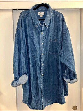 Tri-Mountain Trekker 830 Blue Denim Button Down Shirt dress 6XL